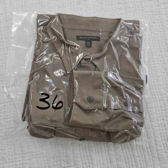 Banana Republic Heavy Twill Shirt Men's XXL Button Up Brown 2 Pockets EUC LN - Picture 15 of 15